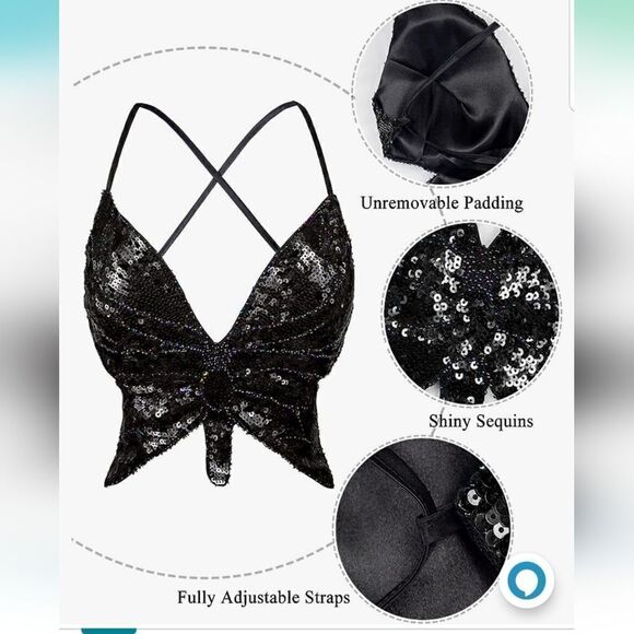 odegal Women's Shimmer Sequin Butterfly Backless Embroidery Costumes Outfits Bel - Picture 5 of 14